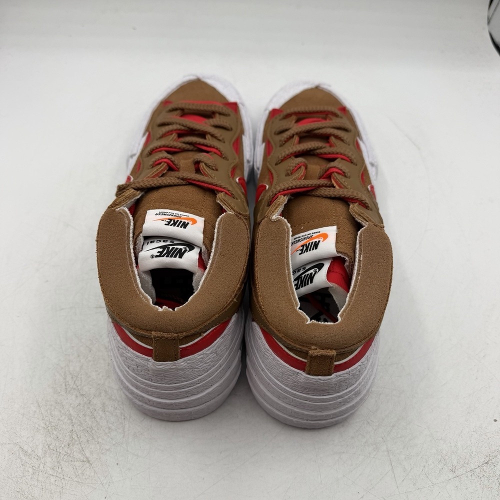 Nike Sacai Blazer Low Shoes Mens 9 Womens 10.5 British Tan Sneakers DD1877-200 - Picture 9 of 11
